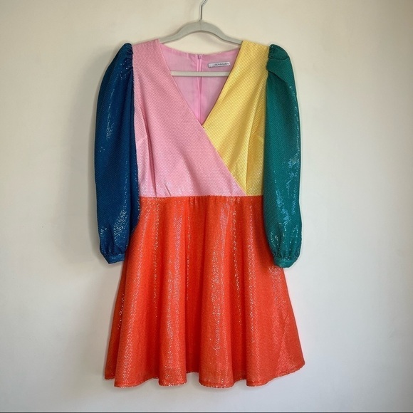 Olivia Rubin Amber Dress in Colorblock Sequins - Picture 3 of 16